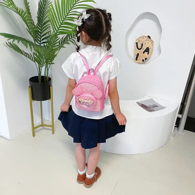 Color: black - New Cute Children's Bag Fashion Sequin Kindergarten Backpacks for Baby Girls Cartoon Casual Schoolbag Princess Bag Girls Gifts
