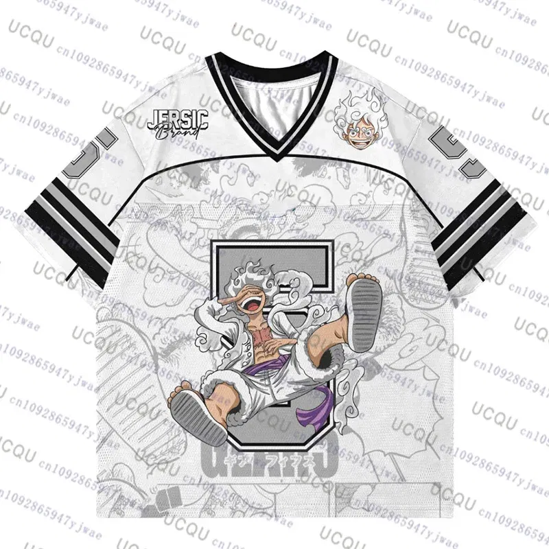 Color: black, Size: 12" - 2025 Japanese Anime Football Jersey One Piece Luffy Men/Women Oversize Summer Quick Dry Sport Breathable Bandai Cosplay Tshirt