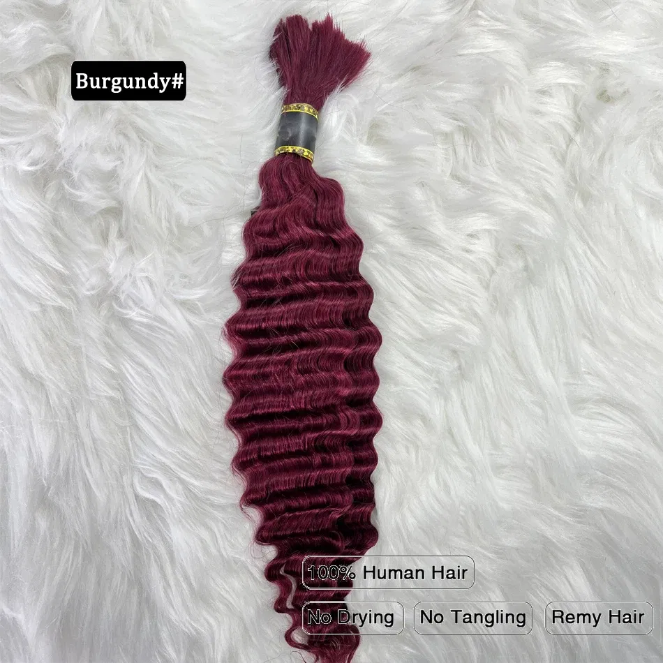 Color: 1B/27HL, Stretched Length: 16inches - Pre-Colored Brazilian Deep Wave Bulk Human Hair No Weft Remy Bulk Human Hair 14 To 28 Inch Bulk Hair Extension Crochet Braids