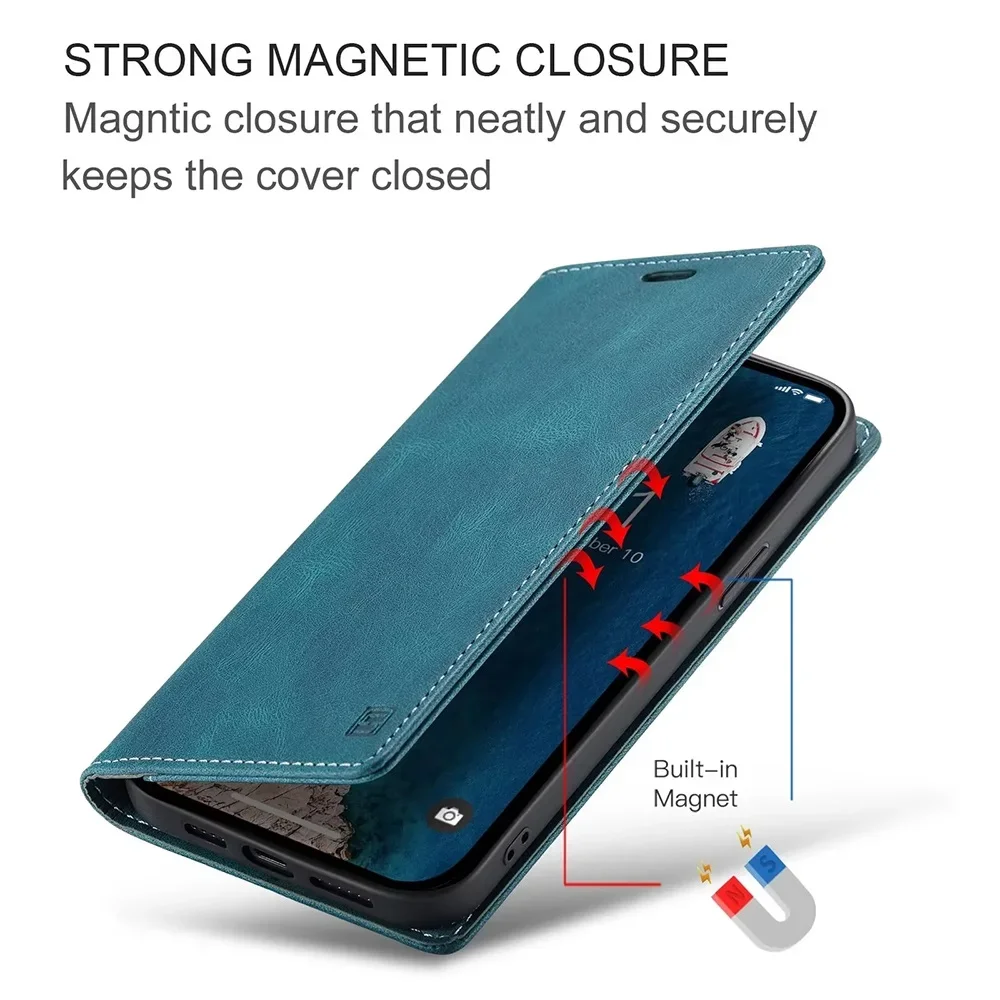 Color: black, Material: POLYESTER - Leather Cases for IPhone 16 15 14 13 12 11 Pro Max XR XS Max 8 7 6s Plus SE 2022 2020 Wallet Folio Flip Cover Rfid Blocking