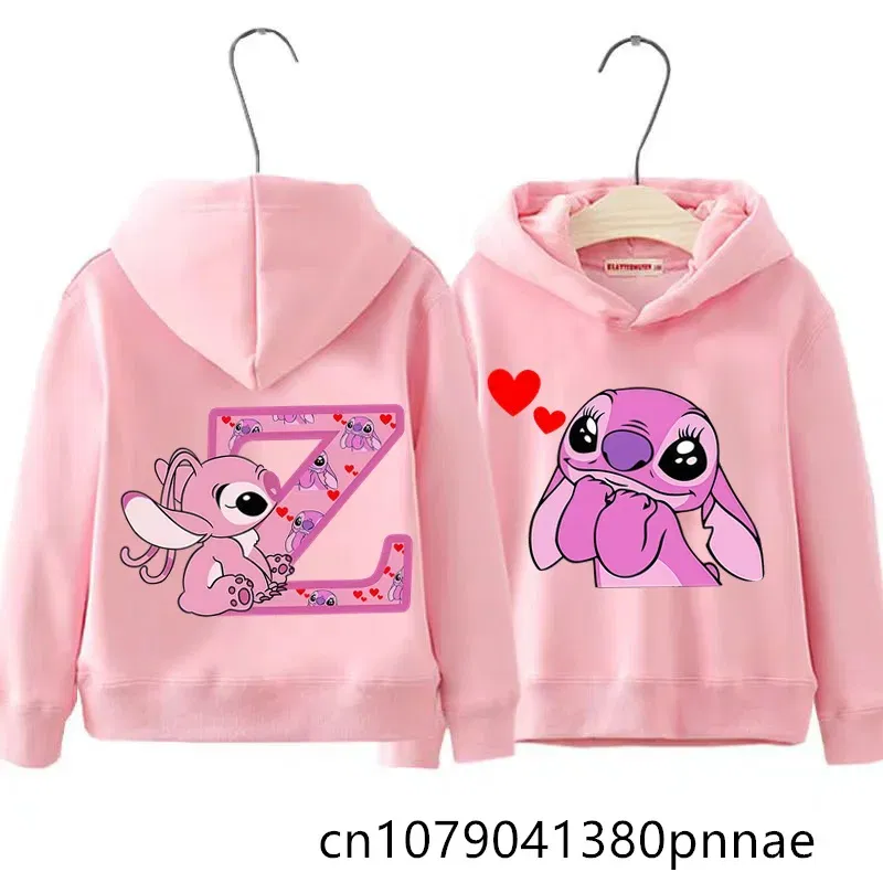 Color: MULTI, Kid Size: 17 - Girls Boys Lilo and Stitch Sportswear Hoodies Casual Fashion Sweatshirts Angel Letter AZ Anime Autumn/Winter Hoodie Kids Hoodies