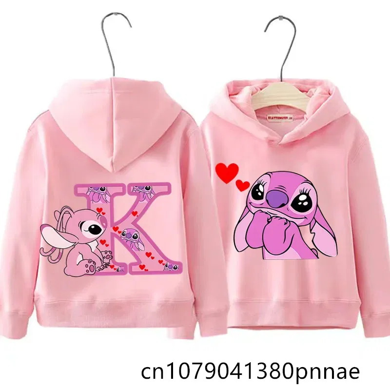 Color: MULTI, Kid Size: 17 - Girls Boys Lilo and Stitch Sportswear Hoodies Casual Fashion Sweatshirts Angel Letter AZ Anime Autumn/Winter Hoodie Kids Hoodies