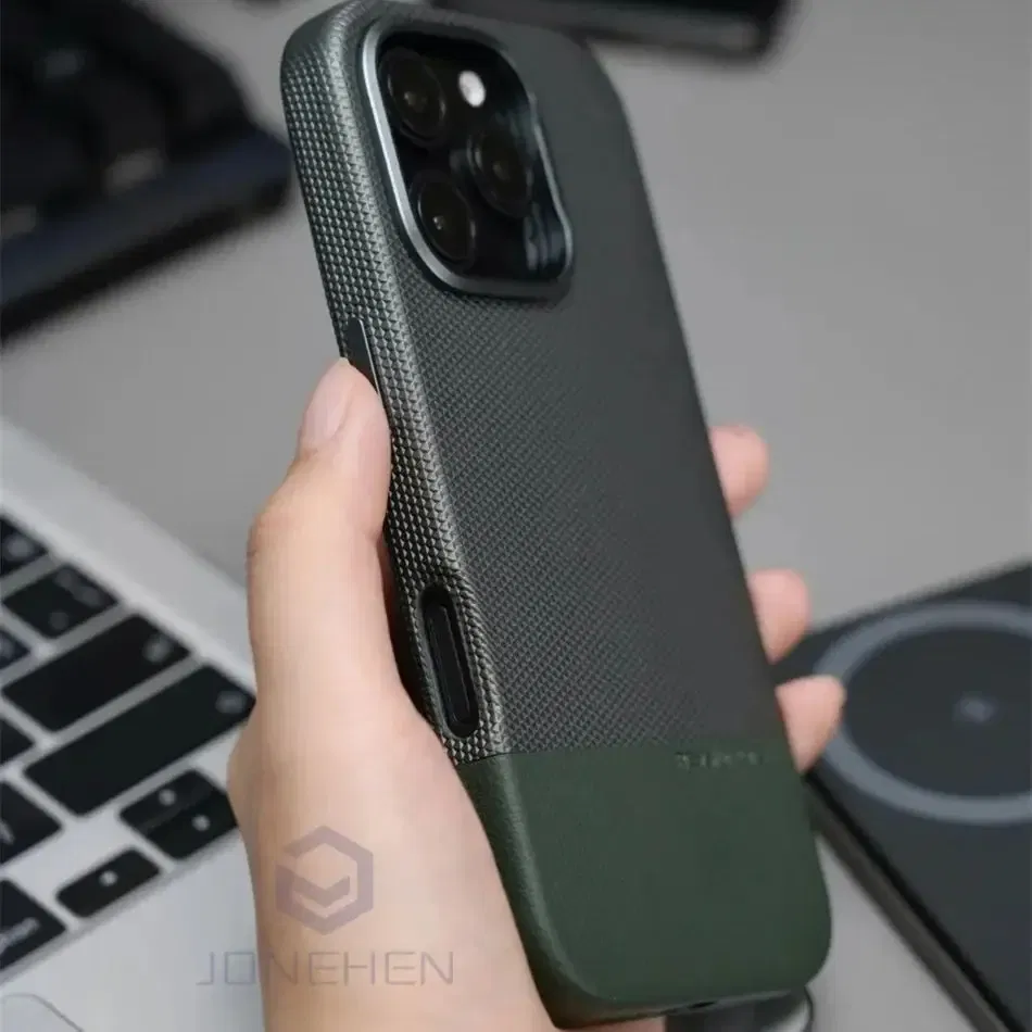 Color: black, Material: Plastic - Business Hit Color Relief Leather Case For iPhone 16 15 14 13 Pro Max For Magsafe Magnetic Wireless Charge Alloy Len Cover Bag