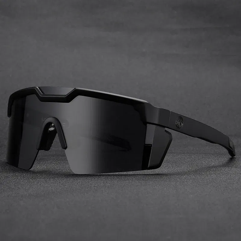 Lenses Color: MULTI, Frame Color: BROWN - NEW High quality luxury Heat Wave brand sunglasses square Conjoined lens cycling Women men sun glasses UV400