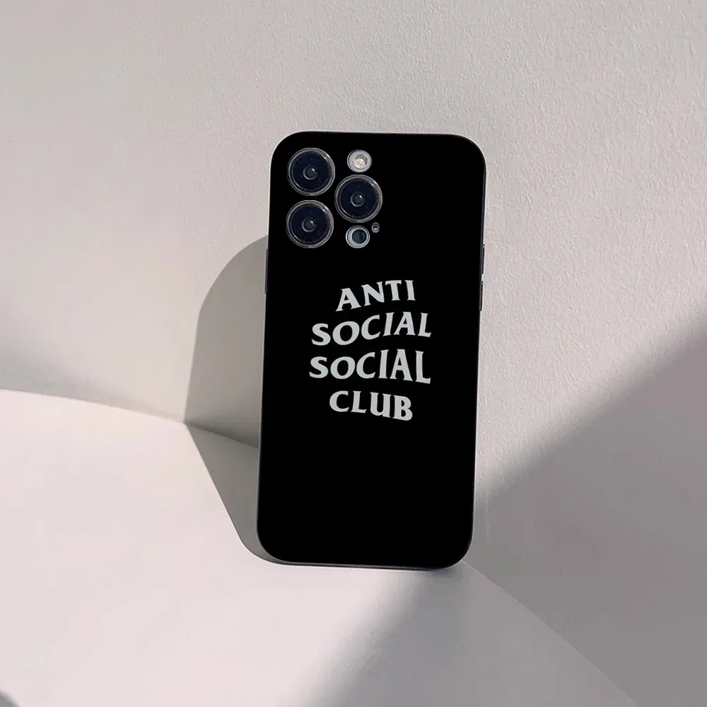 Color: GRAY, Material: Vinyl - Anti Social Social Club Phone Case For IPhone 16 15 14 13 Pro Max 11 12 Mini X Xs XR Se 2022 Black Silicone Cover