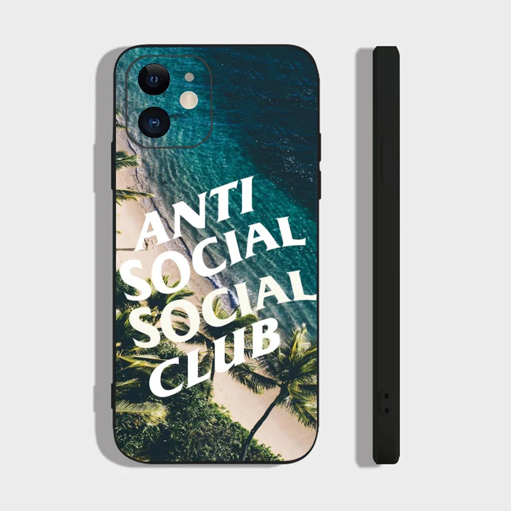 Color: GRAY, Material: Vinyl - Anti Social Social Club Phone Case For IPhone 16 15 14 13 Pro Max 11 12 Mini X Xs XR Se 2022 Black Silicone Cover