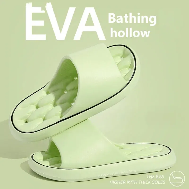 Color: Beige, Shoe Size: 38 - Bathroom House Slippers Leaking Quick-Drying Shower Slipper Light Weight Waterleaky Beach Flip Flops Women Swimming Slides