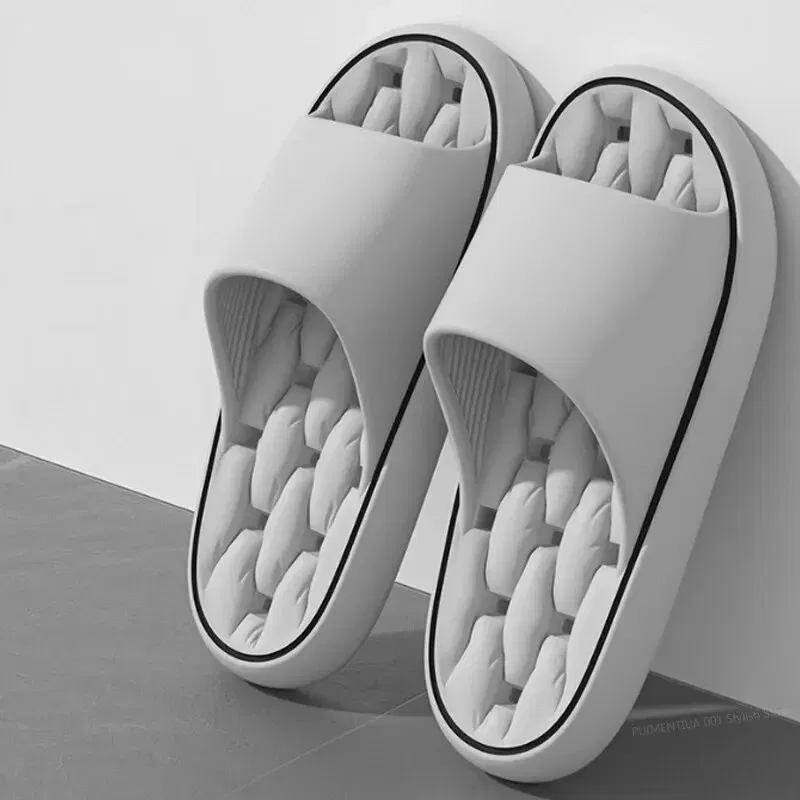 Color: Beige, Shoe Size: 38 - Bathroom House Slippers Leaking Quick-Drying Shower Slipper Light Weight Waterleaky Beach Flip Flops Women Swimming Slides