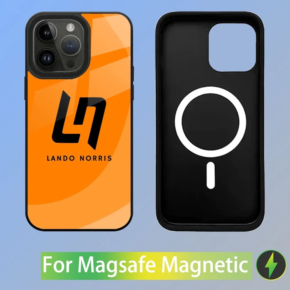 Color: Gold, Material: PU - F1 Formula 1 L-Lando Norris Phone Case For iPhone 16,15,14,13,12,11,Plus,Pro,Max Mini Magsafe Magnetic Wireless Charging