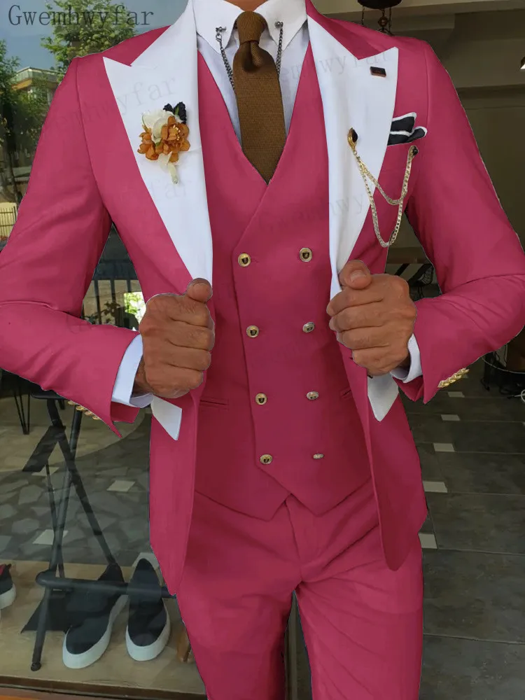 Color: Khaki, Size: 5XL - Gwenhwyfar Mint Green Groom Male Wedding Prom Suit Slim Fit Tuxedo Mens Formal Business Work Wear Suits 3Pcs (Jacket+Pants+Vest)