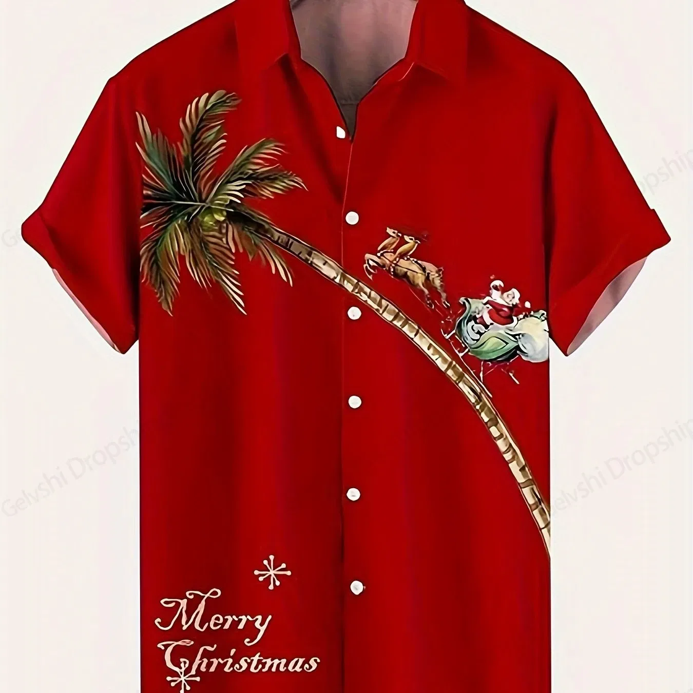 Color: GRAY, Size: 5XL - Men's Retro Christmas Hawaiian Shirt Men Women Fashion Cartoon Santa Claus Shirts Short Sleeve Blouse Festive Holiday Top Elk