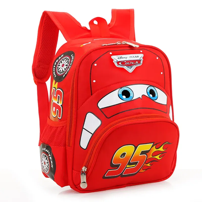 Color: Red - Disney car children's bag kindergarten boy safety backpack primary school students 3-6 years old
