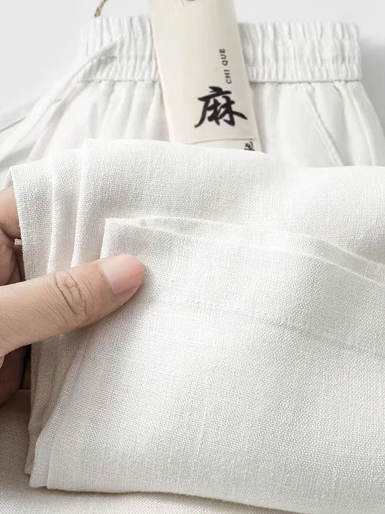 Color: SKY BLUE, Size: M - Straight Casual Cotton Linen Pants Men Wide Leg Lightweight Baggy Cotton Sweatpants Male Walking  Jogger Trousers Work