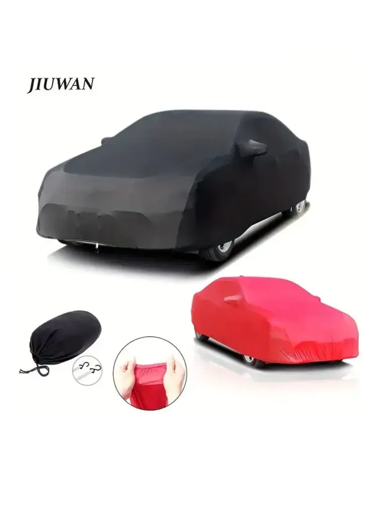 Color Name: black, Size: M - Universal Stretch Car Cover Sunproof Windproof Dustproof Scratch Resistant UV Protection for Sports Car Sedan SUV Beauty Styling