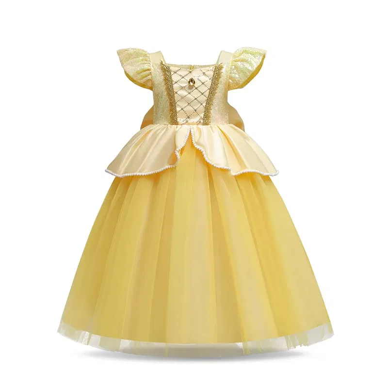 Color: Pink, Kid Size: 14 - Disney Deluxe Elegant Rapunzel Princess Ball Gown Fancy Birthday Party Dress Cinderella Vestidos Costume Play Carnival Apparel