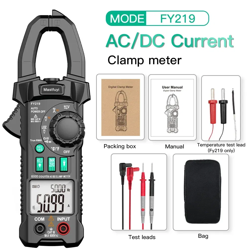 Color: Orange, - MASTFUYI AC DC Digital Clamp Meter Auto Rang Multimeter True RMS Smart Plier Ammeter High Precision Current Voltage Multimetro