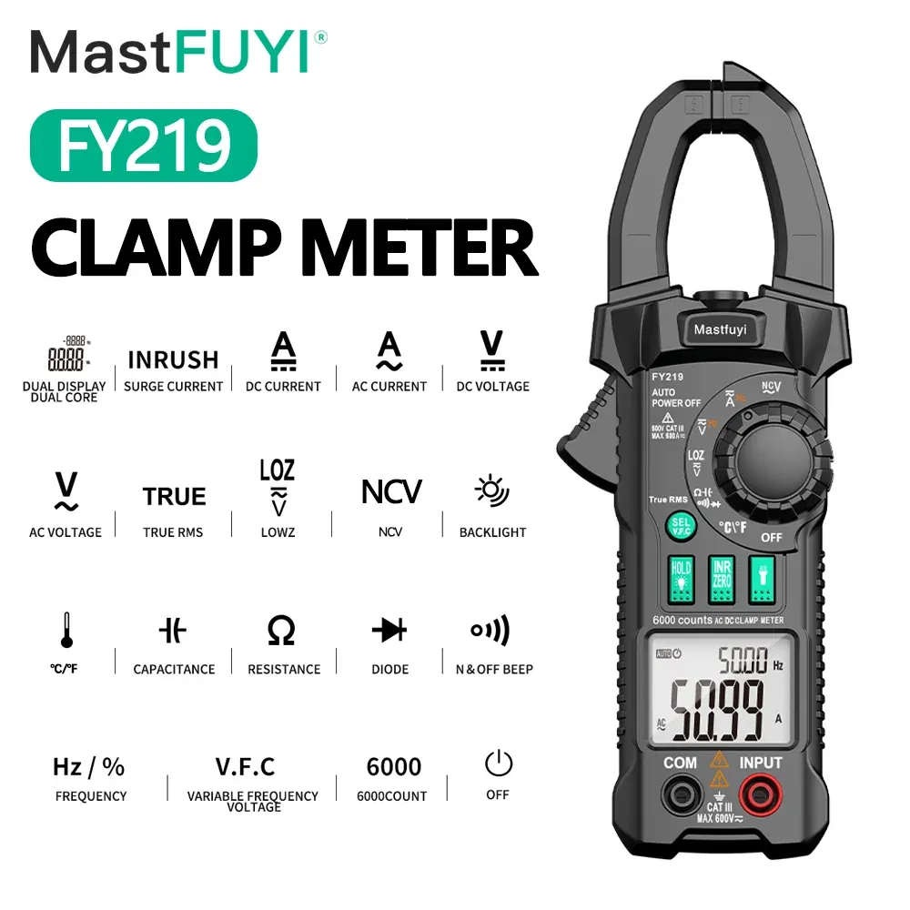 Color: Orange, - MASTFUYI AC DC Digital Clamp Meter Auto Rang Multimeter True RMS Smart Plier Ammeter High Precision Current Voltage Multimetro