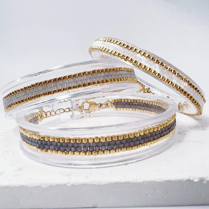 Metal Color: REDDISH BROWN, Length: 16cm - BLUESTAR Bohemia Multilayer Weave Bracelets For Women Miyuki Beads Adjustable Stainless Steel Chain Bracelet Charm Jewelry Gift