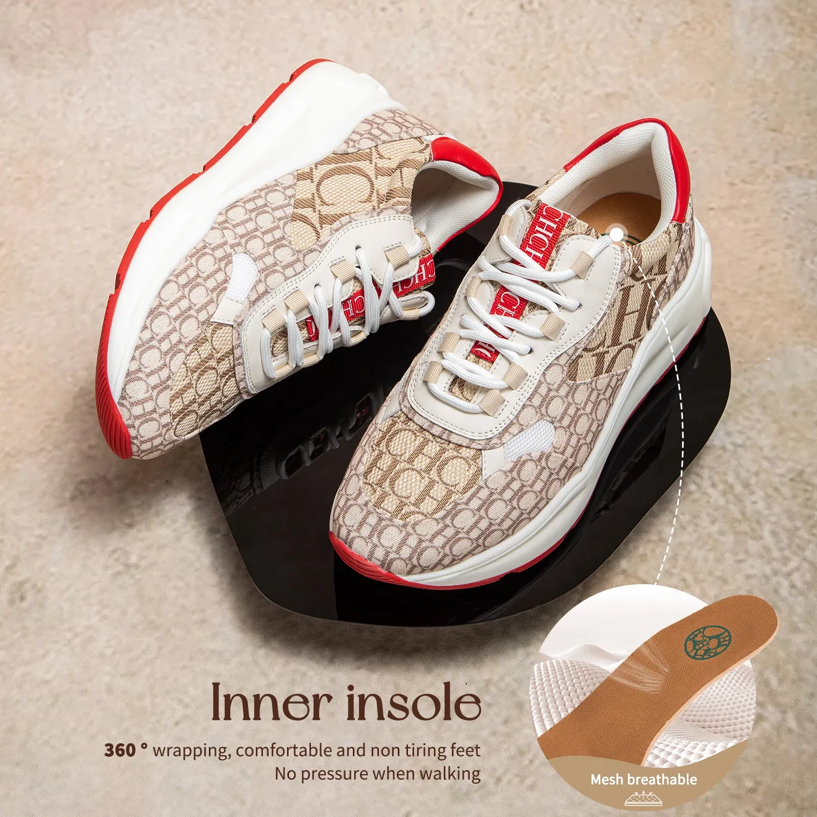 Color: Beige, Shoe Size: 38 - Alphabet Print Design New Women's Flat Shoes Simple Versatile Lightweight Comfortable Fashion Women's Casual Shoes