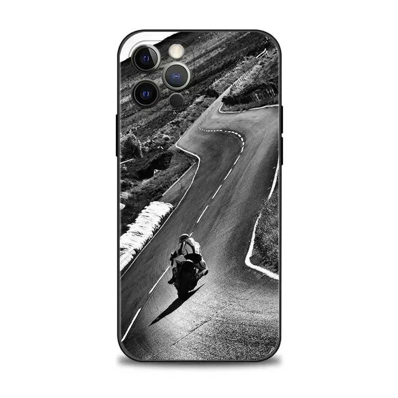Color: black, Material: Nylon - Moto Cross Motorcycle Sports Phone Case For iPhone 16 15 14 13 12 11 Pro Max XS X XR Plus Mini Luxury Black Soft Cover Funda