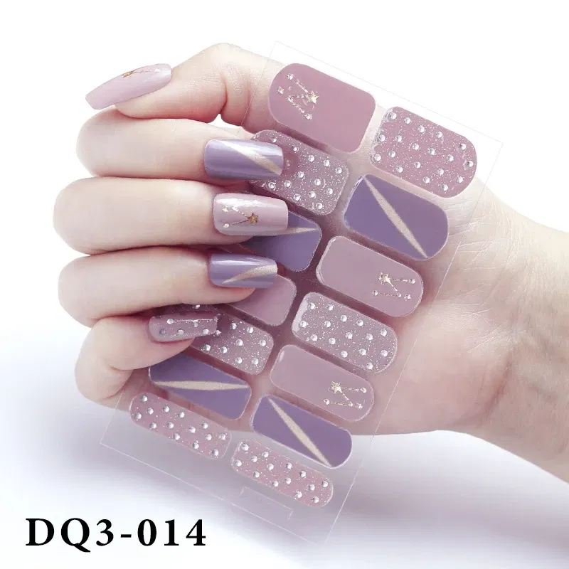 Color: Gold - Purpel Nail Stickers Full Cover Nail Polish Stickers for Women Full Beauty Manicure Decals High Quality Stickers for Nails Art