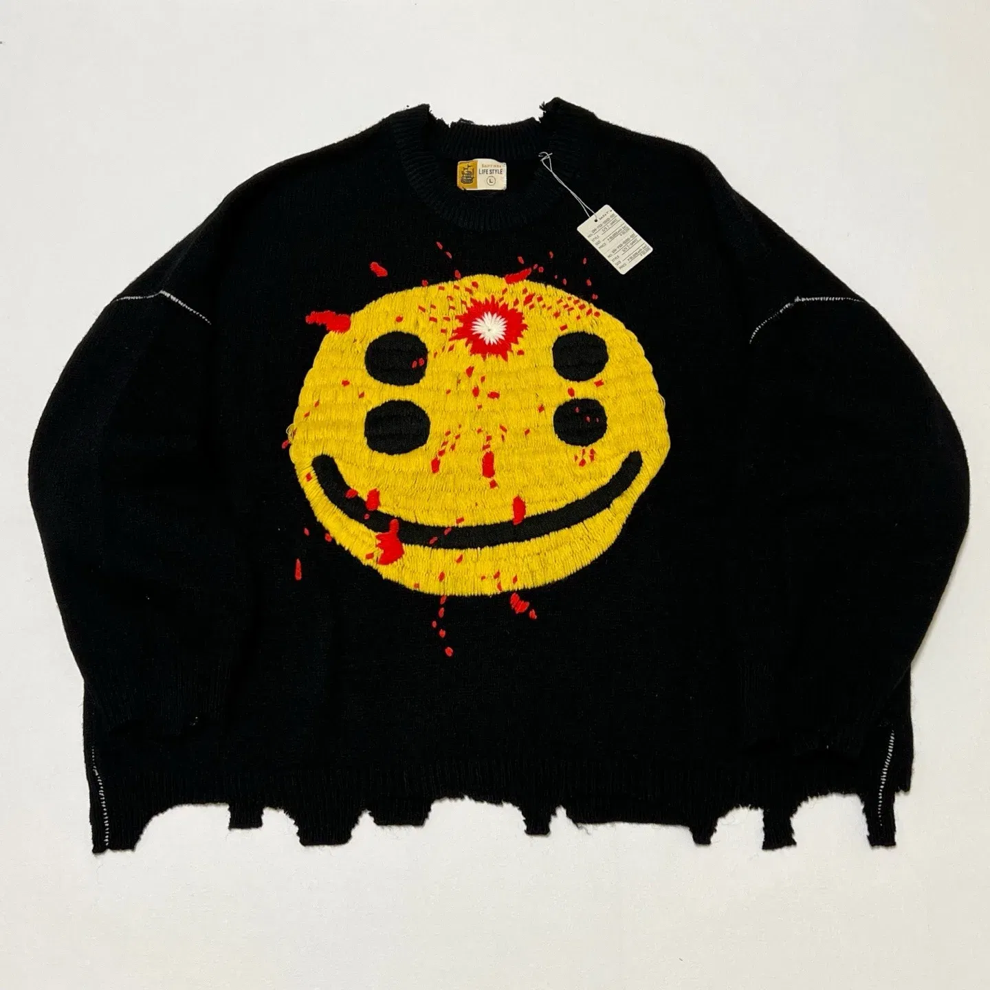 Color: SKY BLUE, Size: M - Embroidery SAINT Cactus Plant Flea Market Sweater Men Women 1:1 Best Quality Crewneck Knit Sweatshirts