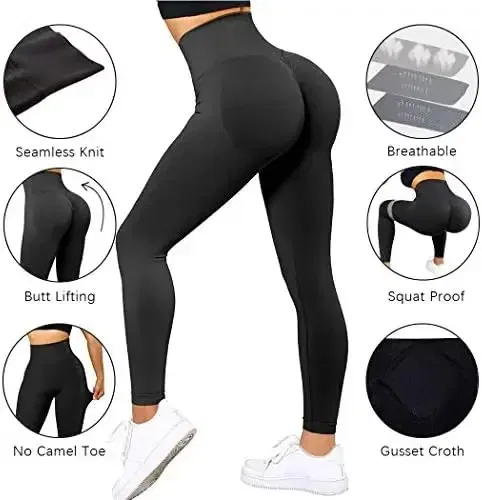 Color: Navy Blue, Size: M - Knitted Seamless Fitness Leggings GYM Pants Women High Waist Push Up Leggings  Tight Peach Buttocks Yoga Pants