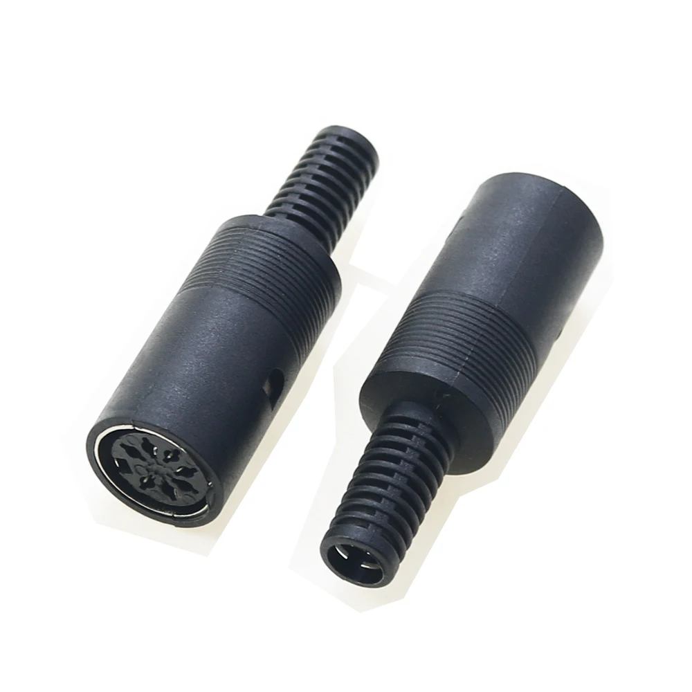 Color: Gold - 5pcs 3P 4P 5P 6P 7P 8Pin DIN Male/Female Plug Jack with Plastic Handle Keyboard Cable Connector Adapter PS2