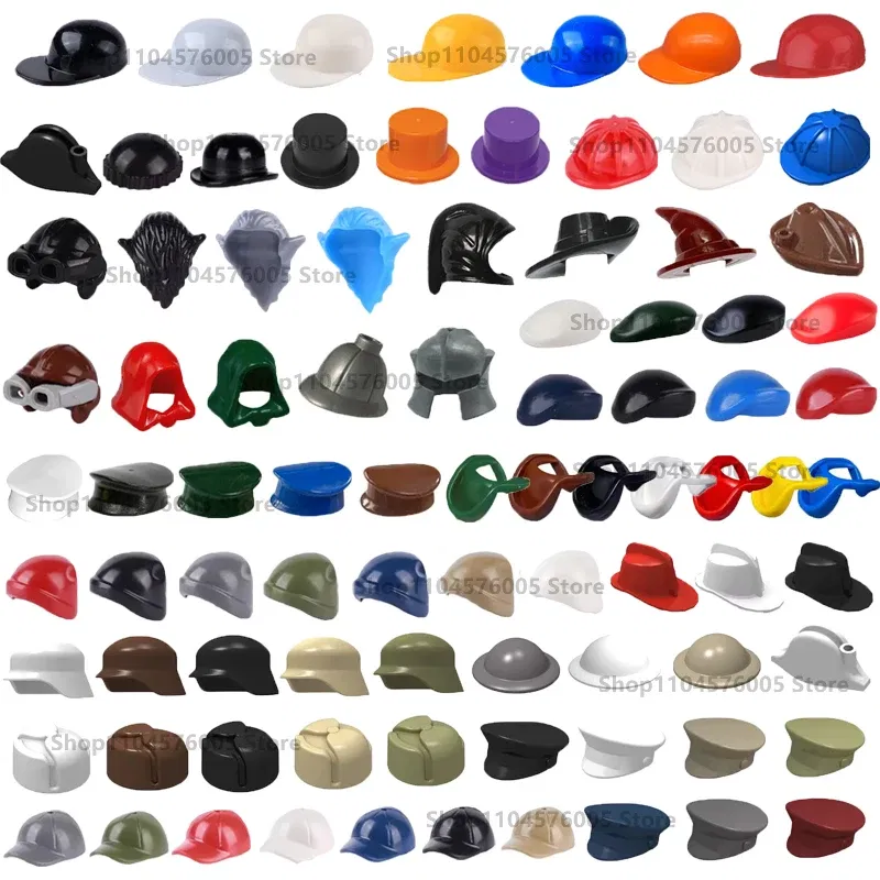 Color: Chocolate - MOC Brown Hair Building Blocks City Figures Body Creative Accessory Blond Gold White Parts DIY Hats Mini Bricks Assemble Toy S04