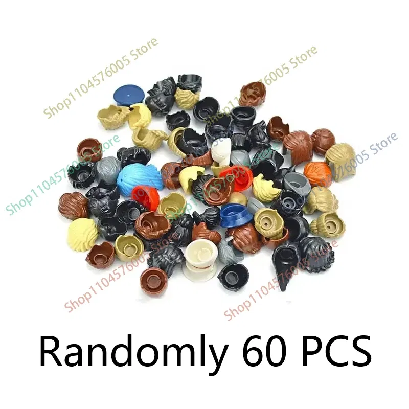 Color: Chocolate - MOC Brown Hair Building Blocks City Figures Body Creative Accessory Blond Gold White Parts DIY Hats Mini Bricks Assemble Toy S04