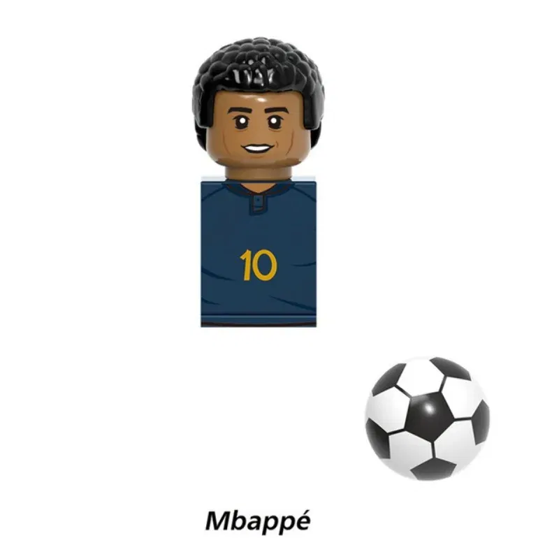 Color: DARK GRAY - 1-16PCS Messi Ronaldo Neymar Lewandowski Soccer World Famous Football Players Figurine Mini Action Building Block Toy Kids Gifts