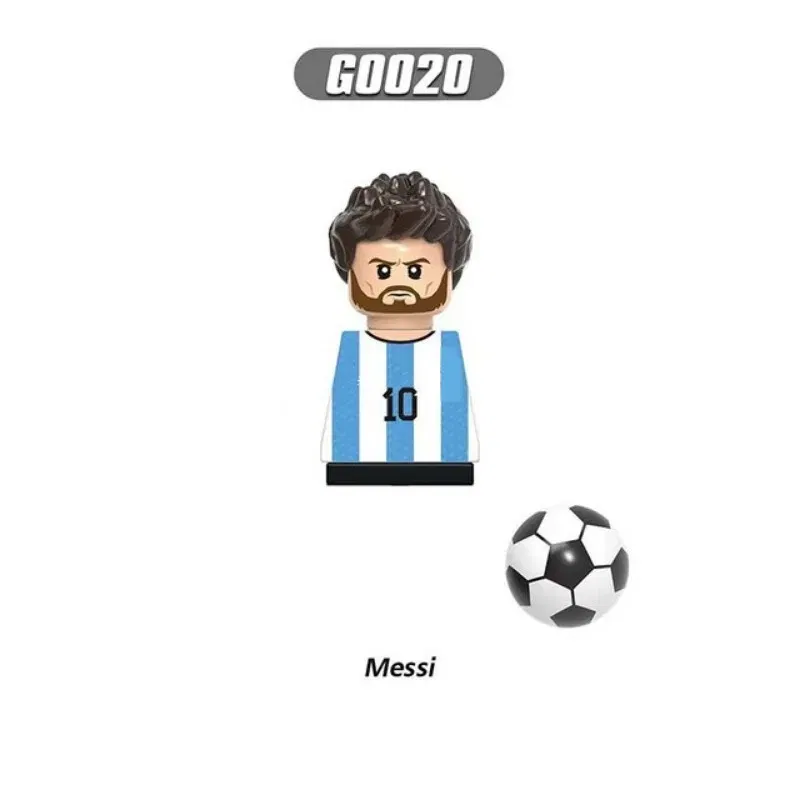 Color: DARK GRAY - 1-16PCS Messi Ronaldo Neymar Lewandowski Soccer World Famous Football Players Figurine Mini Action Building Block Toy Kids Gifts