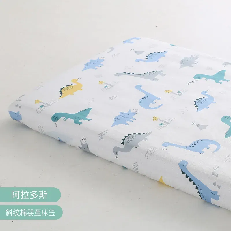 Color: Silver - 130cm * 70cm Cotton Crib Top Baby Bed Cover Child Infant Newborn Mattress Cover Twill Cotton Bedding
