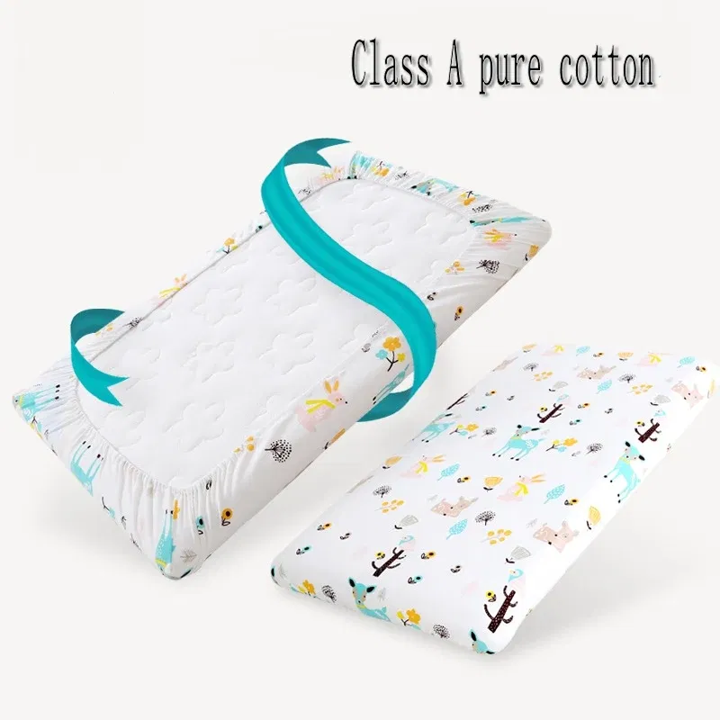 Color: Silver - 130cm * 70cm Cotton Crib Top Baby Bed Cover Child Infant Newborn Mattress Cover Twill Cotton Bedding