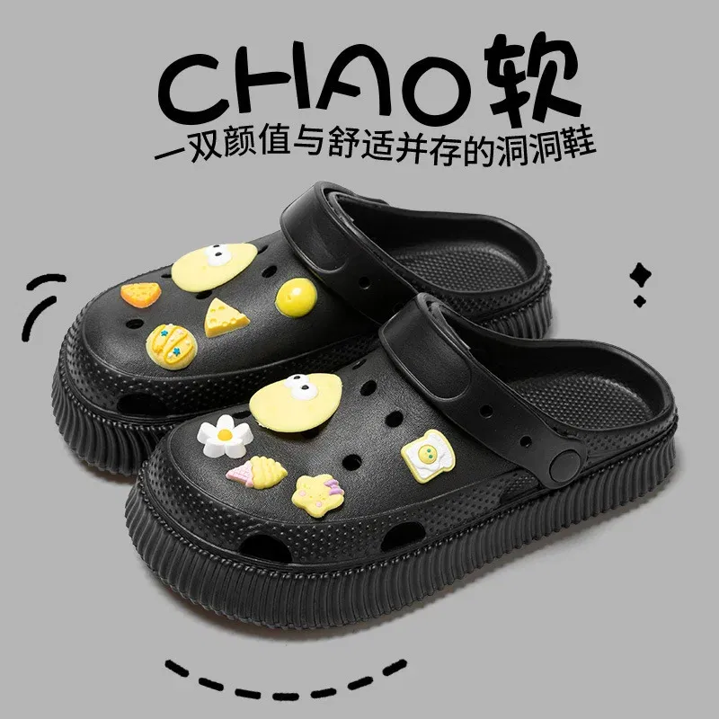 Color: Olivine, Shoe Size: 40-41 - Shoes hole shoes girls wear outside couple bag head women cool slippers