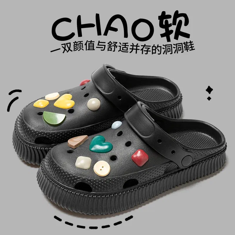 Color: Olivine, Shoe Size: 40-41 - Shoes hole shoes girls wear outside couple bag head women cool slippers