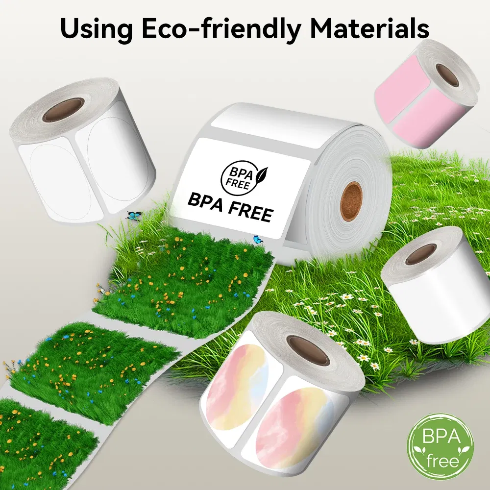 Color: green - Phomemo Label Maker Paper M110 Label Adhesive Paper White Waterproof Thermal Sticker for M110 M221 M200 M220 Portable Printer