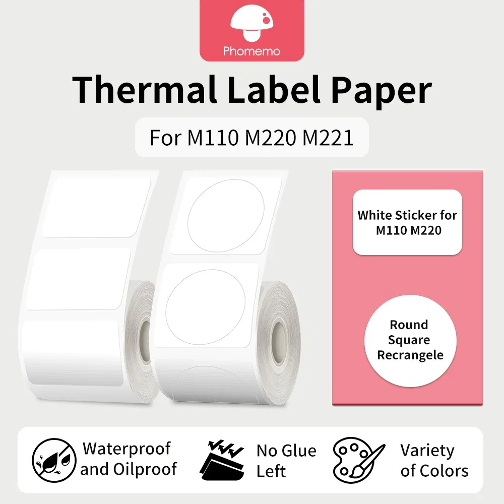 Color: green - Phomemo Label Maker Paper M110 Label Adhesive Paper White Waterproof Thermal Sticker for M110 M221 M200 M220 Portable Printer