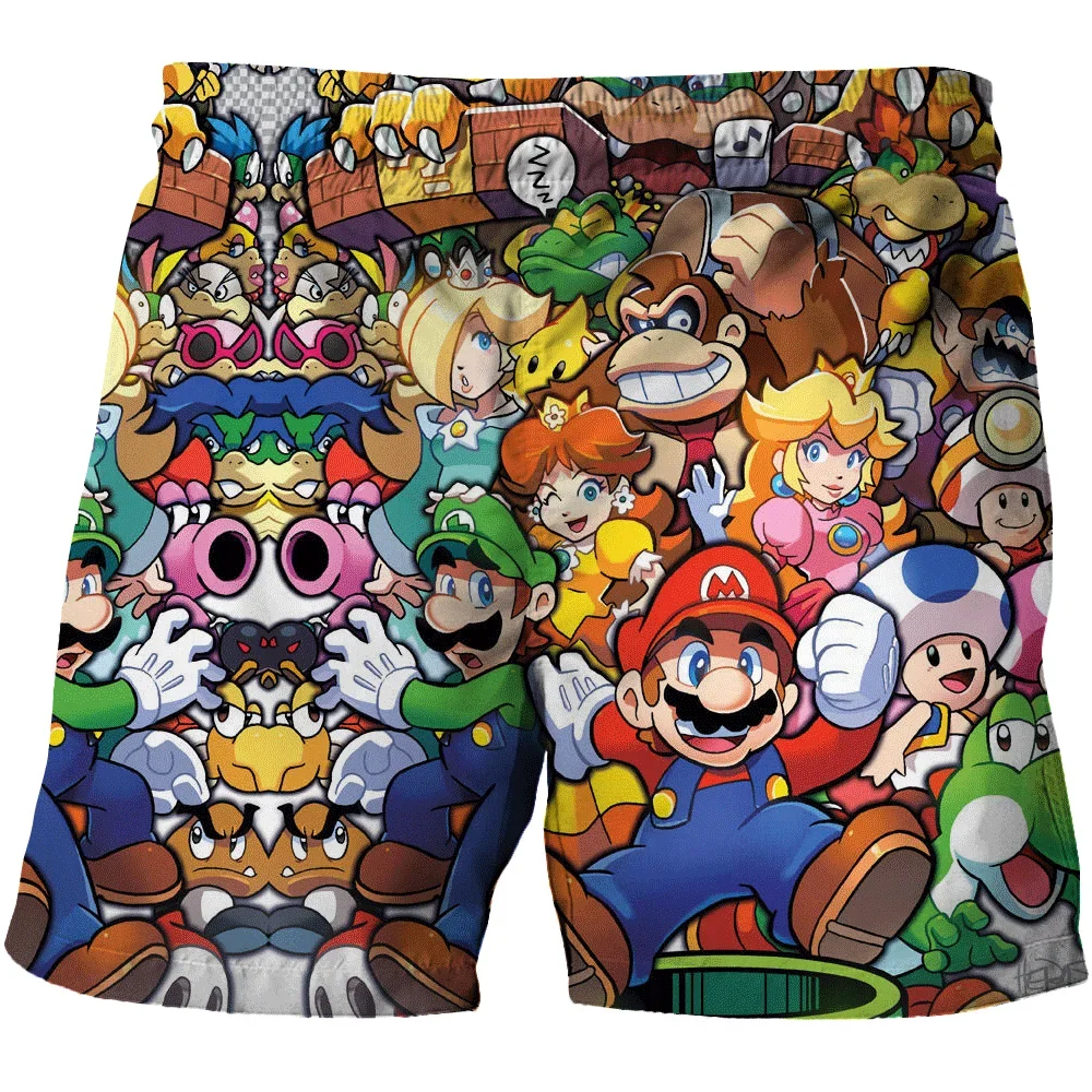Color: Silver, Kid Size: 4T - Super Marios Cartoon Beach Shorts, Beach Swimming Pants, Boys' Fashion Children's Sports Shorts, Super Marios New Style