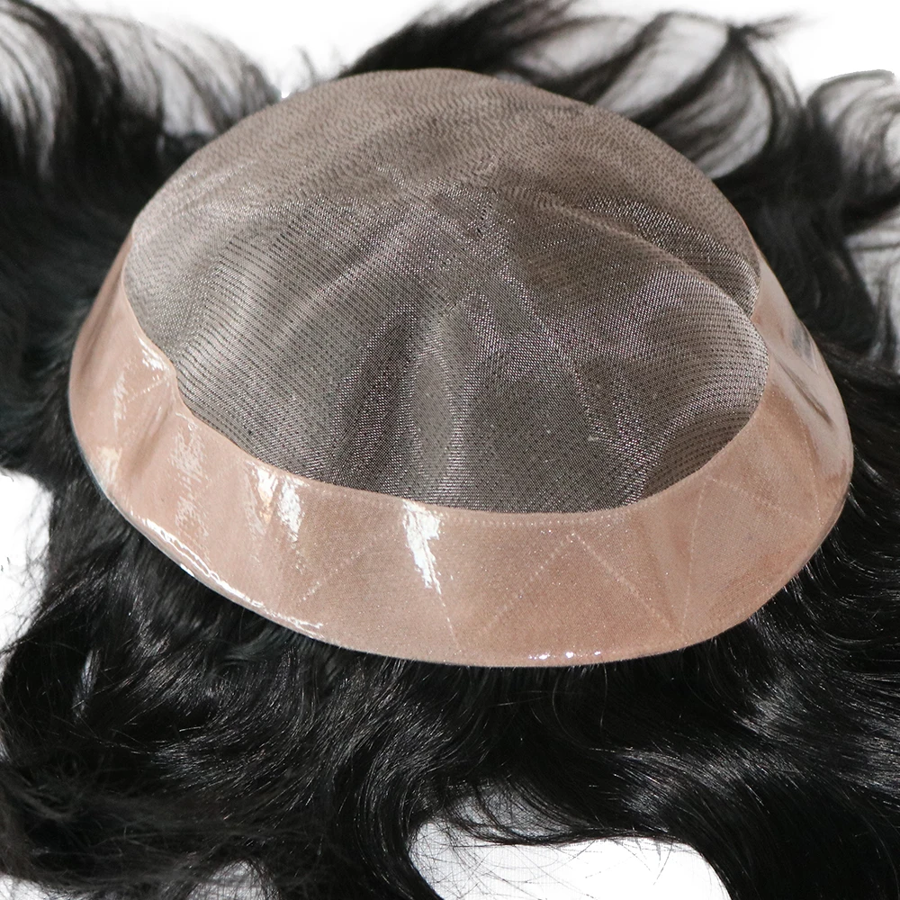 Toupee Color: 4R#, Toupee Density: 110%, Length: 6 inches, Toupee Size: 7x9, Toupee Design: free - 20MM Curly Brown Black Super Durable Mono Lace&Pu Mens Toupee Wig Human Hair 15mm Capillary Prosthesi Weave Replacement For Male