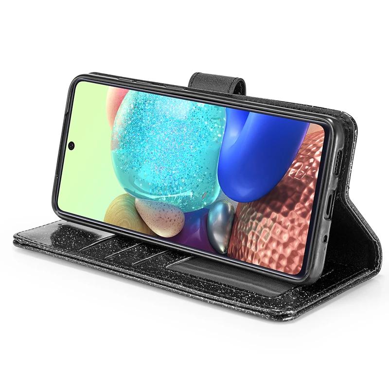 Color: Silver, Material: Other - Glitter Diamond Wallet Leather Case For Samsung Galaxy A14 A15 A16 A35 A55 A34 A54 S25 Ultra S24 FE S23 S22 S21 S20 Plus