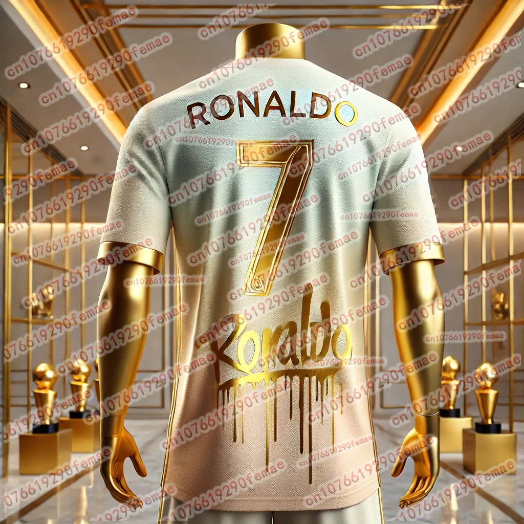 Color: Ivory, Kid Size: 7 - New Hot Selling Ronaldo Fashion Football Superstar Commemorative Collection Sports Jersey Daily Outdoor Breathable T-shirt