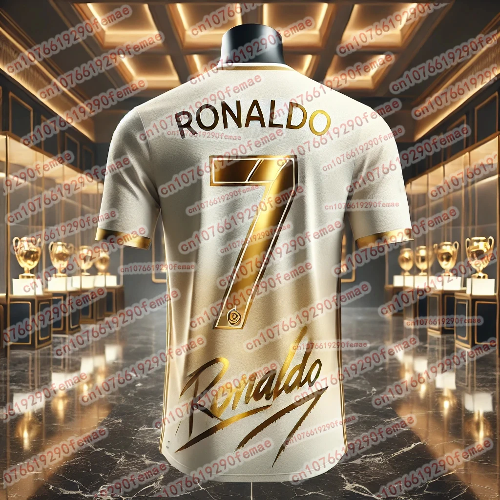 Color: Ivory, Kid Size: 7 - New Hot Selling Ronaldo Fashion Football Superstar Commemorative Collection Sports Jersey Daily Outdoor Breathable T-shirt