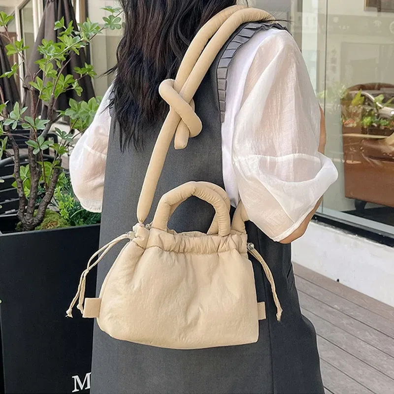 Color: Beige, Ships From: CHINA - Fashion Small Puffer Tote Bag Designer Padded Women Shoulder Bags Nylon Down Cotton Crossbody Bag Mini Lady Handbags 2024 Trend