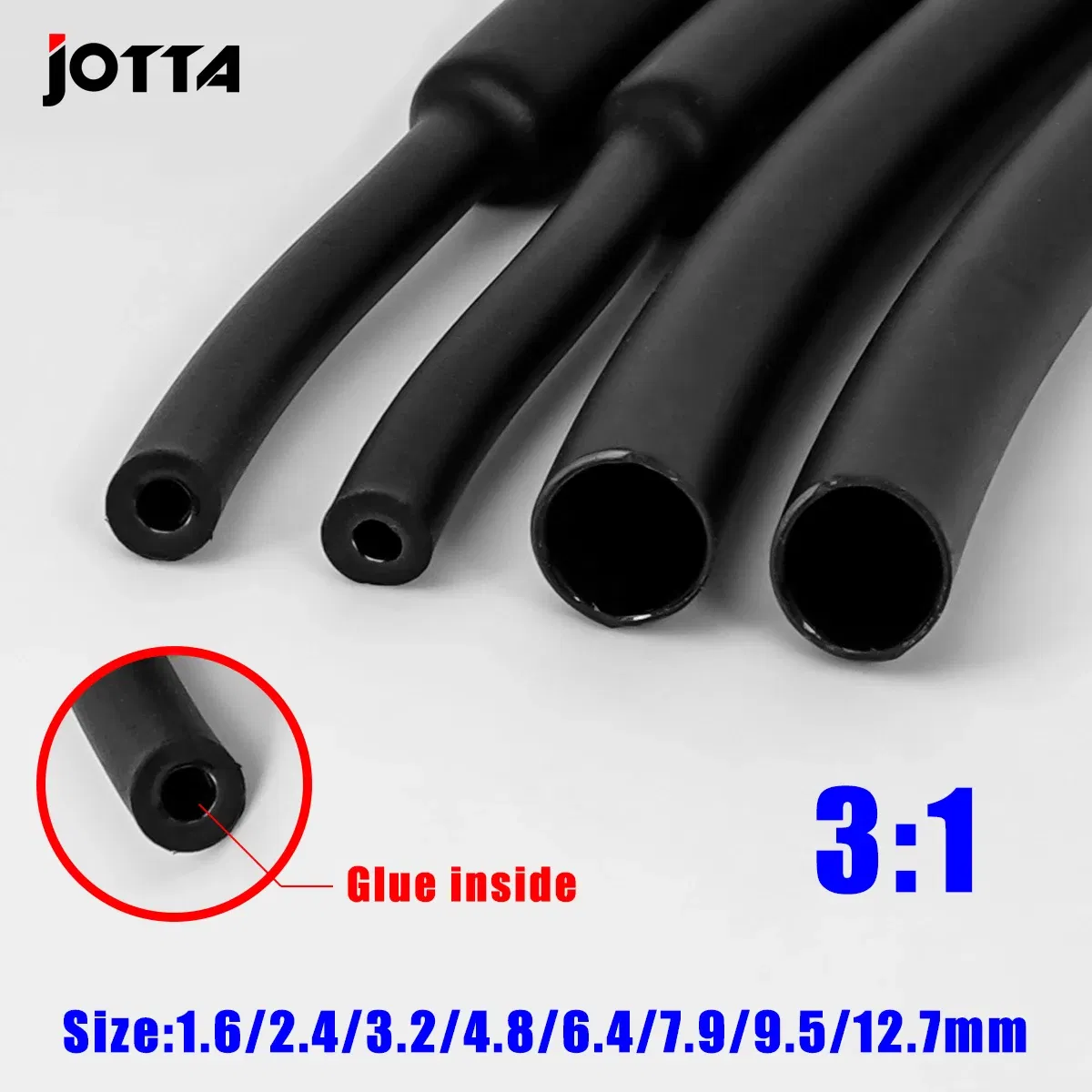 Length: 1m, Inside Diameter: 4.8mm - 1M 3:1 Heat Shrink Tube Thicken With Glue Dual Wall Tubing Diameter 1.6/2.4/3.2/4.8/6.4/7.9/9.5/12.7mm