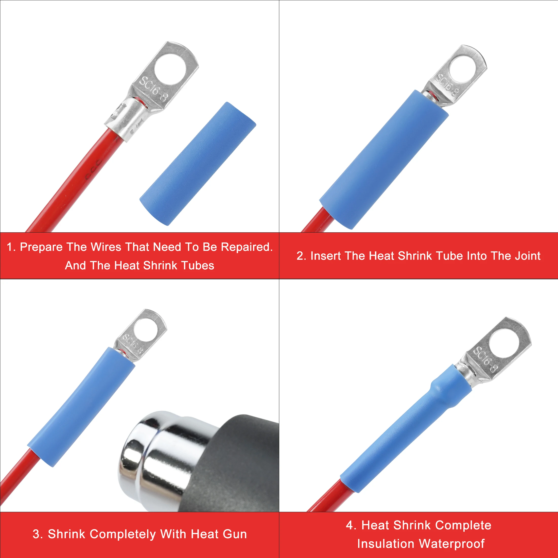 Length: 1m, Inside Diameter: 4.8mm - 1M 3:1 Heat Shrink Tube Thicken With Glue Dual Wall Tubing Diameter 1.6/2.4/3.2/4.8/6.4/7.9/9.5/12.7mm