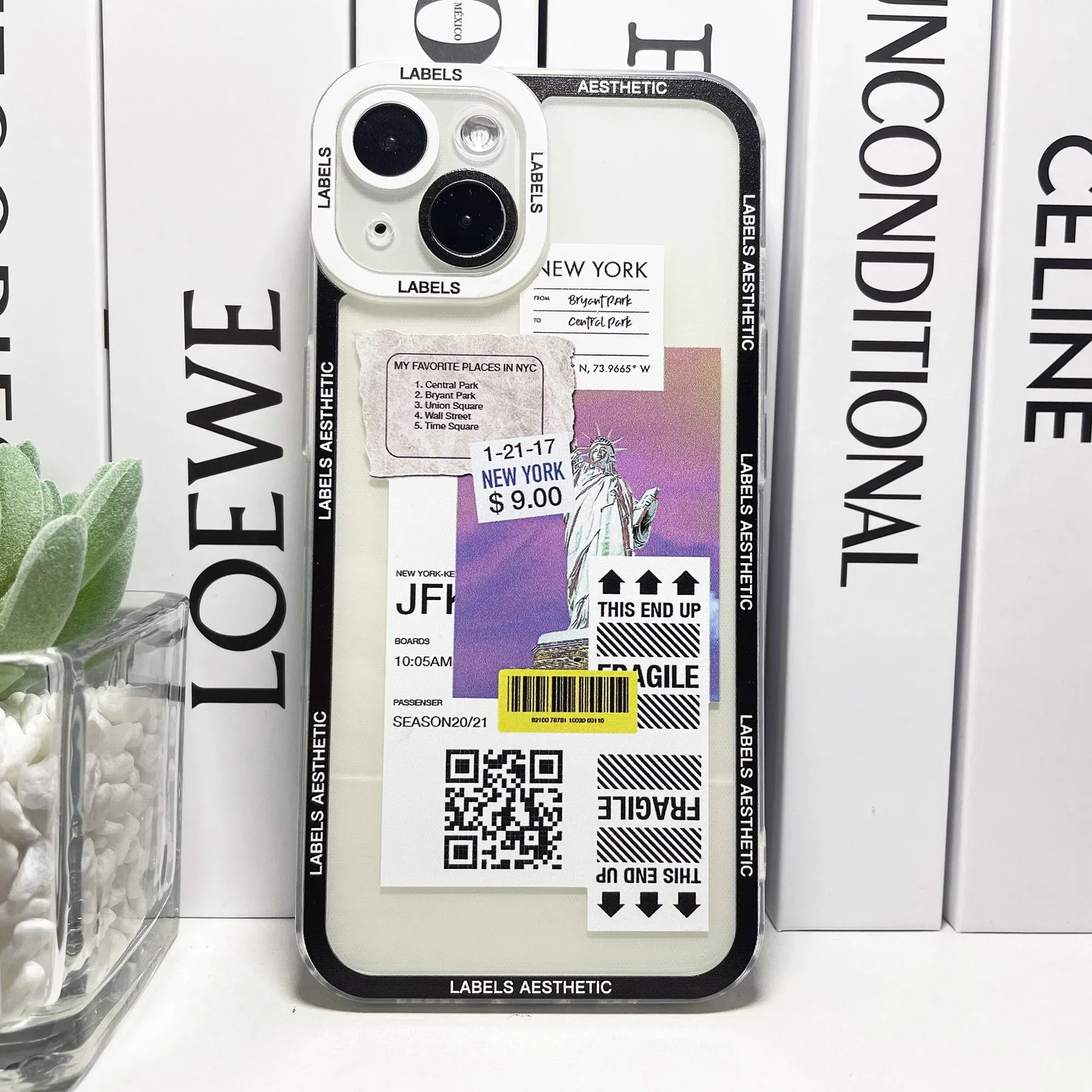 Color: Blue, Material: Microfiber - Mix Labels Aesthetic Stickers Collage Phone Case For iPhone 16 15 14 13 12 11 Pro Max Mini XS X XR SE 7 8 Plus Clear Soft Cover