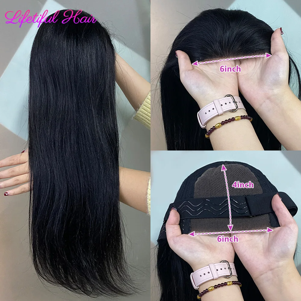 Hair Color: #1B, Density: 200%, Ships From: CHINA, Stretched Length: 24inches - 32 Inch 6x4 Bone Straight Human Hair Wigs Glueless Wig Human Hair Ready To Wear Pre-cut Brazilian 100% Human Hair Wigs For Women