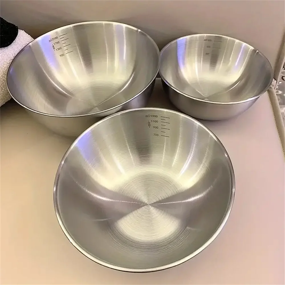 Color: GRAY - 1-3 Stainless Steel Bowl Set with Scale for Cooking Baking Food Storage Large Capacity Mixing Bowls for Home Kitchen Essentials