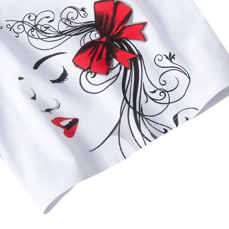 Color: WHITE, Kid Size: 5 - HOT Baby Girl Clothes Girls Clothing Set Fashion Girls Set Print Toddler Girl Tops + Denim Skirts Baby Suit Kids Clothes1